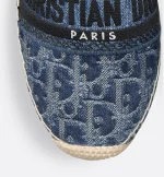 Blue Stonewashed-Effect Cotton Denim Embroidered with Dior Oblique Motif - Image 4